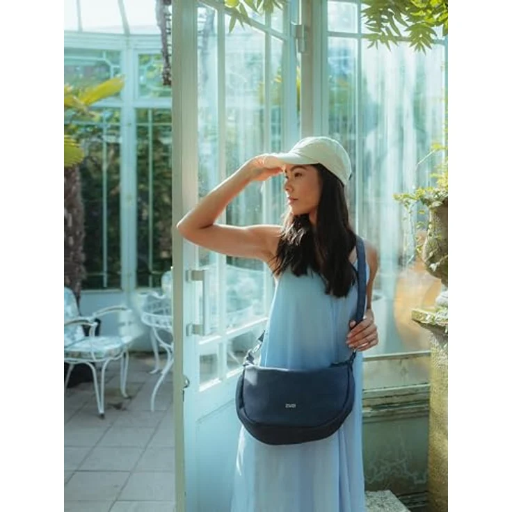 Zwei M70 Half-Moon Bag, Umhängetasche in Nubuk-Blue mit 4 l Volumen, wasserabweisend, verstellbarem Schulterriemen und mehreren Fächern – Bild 4
