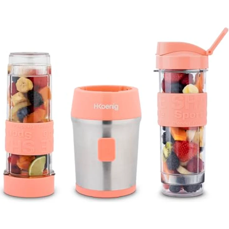 H.Koenig Smoothie Maker SMOO10 - Mini Standmixer - Mini Blender - 300 Watt - 570 ml - Edelstahl - 2 Kunststofflaschen - BPA-frei – Bild 3