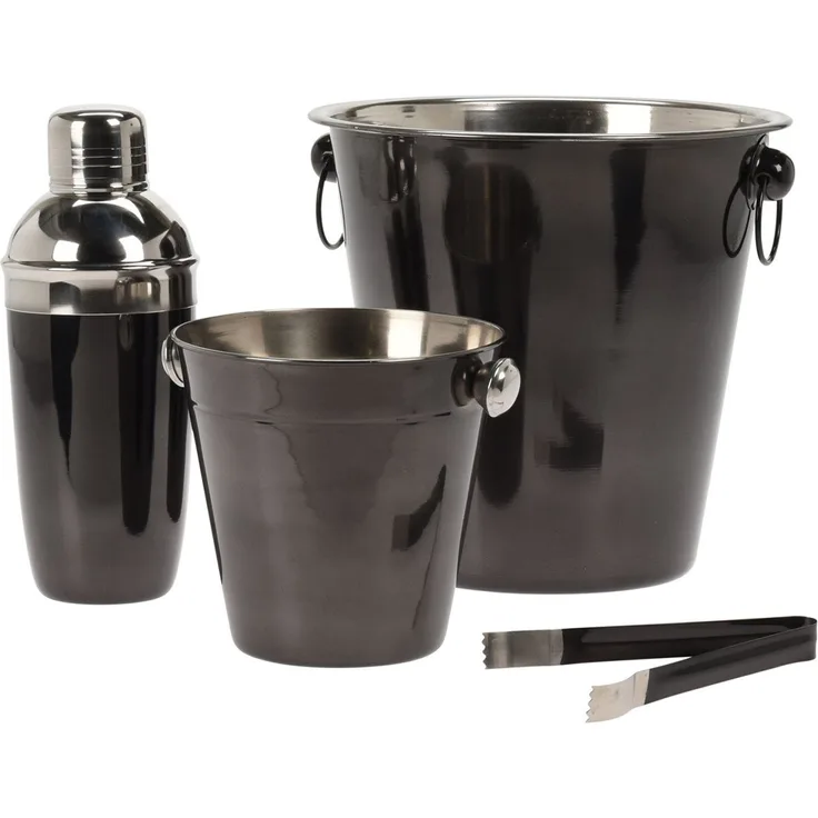 Neuetischkultur Weinkühler Cocktail-Mixer Set 4 Teile, Edelstahl in Schwarz