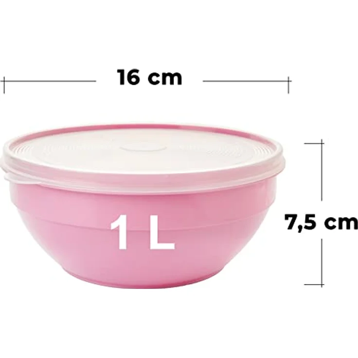2friends Schüssel Modell Pastel, 3er Set Rührschüsseln mit Deckel 1L, BPA-frei, hellgrau, pastellrosa, pastellgrün, transparent – Bild 4