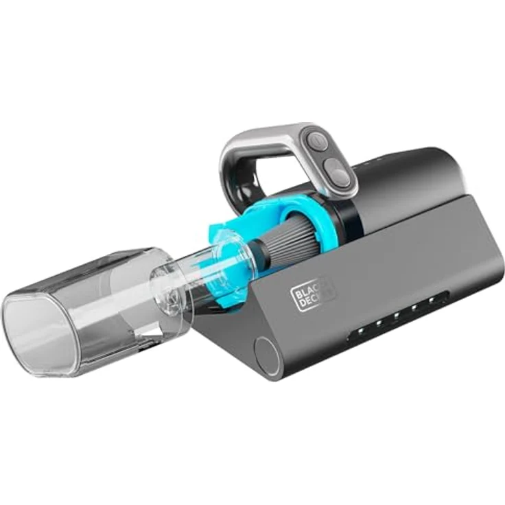 BLACK+DECKER - Handstaubsauger Dust Mites 400W | 12Kpa Saugkraft | 253,7nm UV-Antibakterielle Lampe | Motorisierte Bürste | Doppelfiltration Zyklon + HEPA | 12.000 U/min Vibration | LED-Anzeige, schwarz – Bild 5