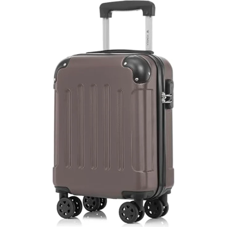 YONSLY Kabinenkoffer S, Braun, Hartschalenreisekoffer mit abnehmbaren Rädern, 4 x 360° Rollen, Zahlenschloss und Gummigriff – Bild 1