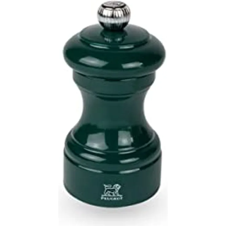 PEUGEOT - Pfeffermühle Bistro 10 cm - Klassische Mahlgradeinstellung - Aus Holz mit PEFC-Siegel - Waldgrün lackiert