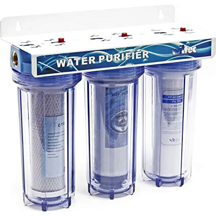 Naturewater NW-PR103 3 Stufen Wasserfilter, 5 µ, 26,16 mm (3/4"), Ø62 mm PP Kartusche, Filter Wandhalterung, Filterschlüssel, Sedimentfilter Aktivkohleblock Aktivkohlegranulat, verbessert Geschmack und Qualität, mit 62mm PP Kartusche, Wandhalterung und Filterschlüssel – Bild 2