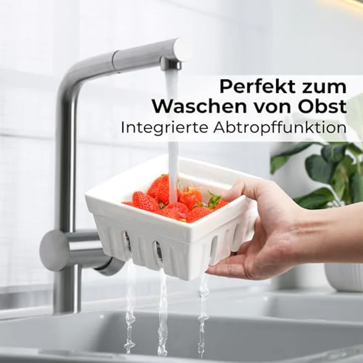 MIAMIO Beerenkorb Keramik 2er Set, stilvolle Aufbewahrung für Obst und Gemüse, spülmaschinenfest, moderne Deko Obstschale für die Küche – Bild 5