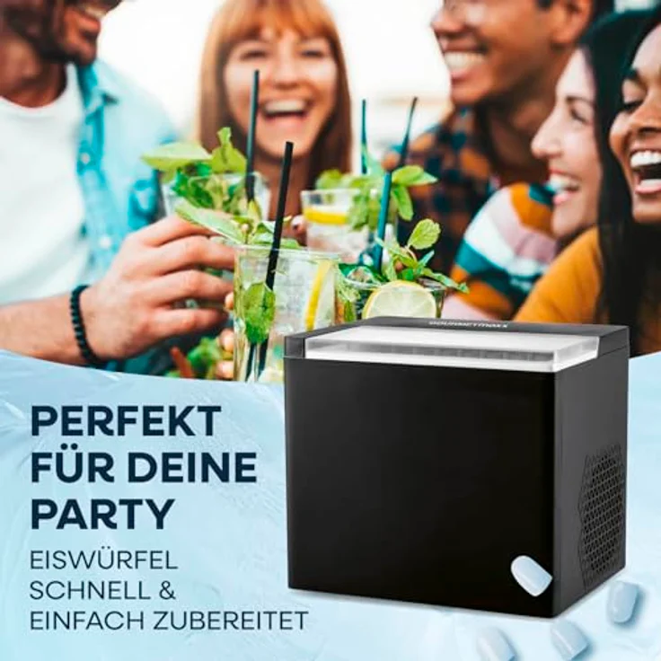 GOURMETmaxx Eiswürfelmaschine, 150W, inkl. Auffangbehälter & Eisschaufel, 2 Eiswürfelgrößen, 12 kg Eis/24h, kompaktes Design – Bild 7