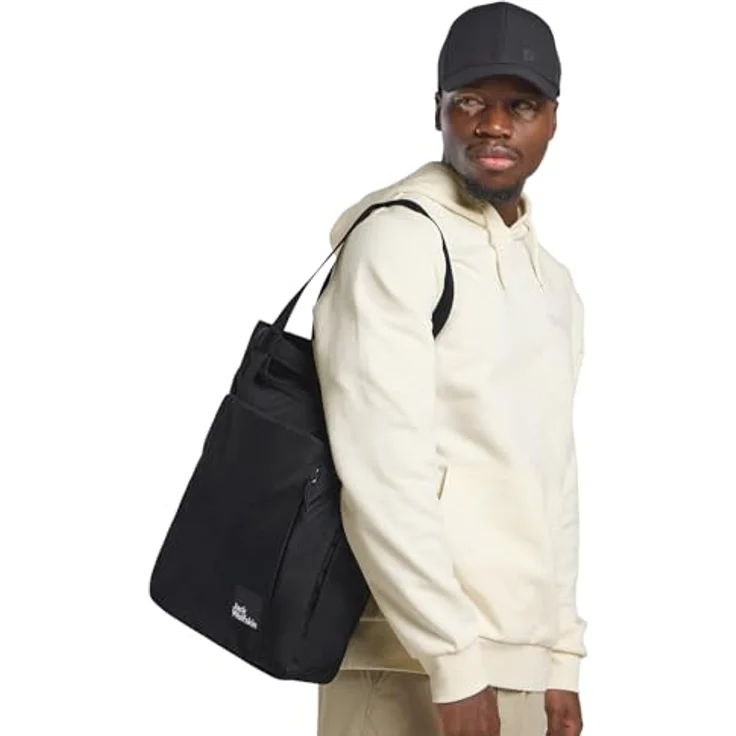 Jack Wolfskin 2-in-1 Umhängetasche/Rucksack EVE, gepolstertes Laptopfach, 15 Liter, Schwarz – Bild 4