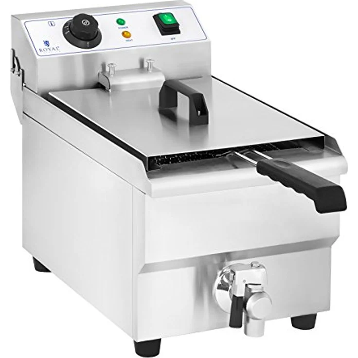 Royal Catering Elektro-Fritteuse RF 10EH 1, mit Fett, 10 Liter Fassungsvermögen, 3000 Watt, silber, Edelstahl – Bild 2