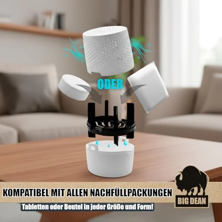 BigDean XL Luftentfeuchter ohne Strom, Raumentfeuchter mit 2 Granulatbeuteln, Made in Germany – Bild 4