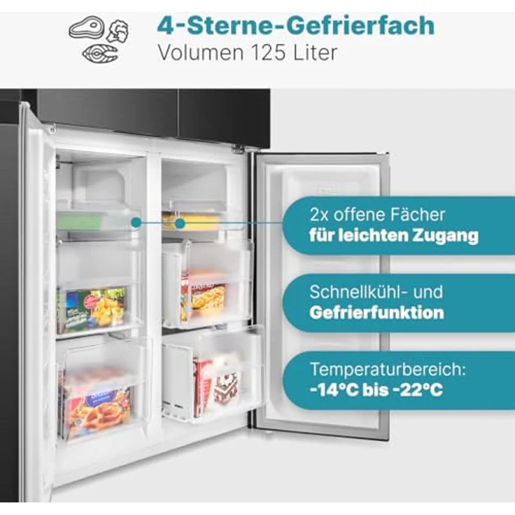 Bomann® French Door Kühlschrank No Frost | KG 7358 schwarz-inox | 362L Nutzinhalt, MultiAirflow-System – Bild 5