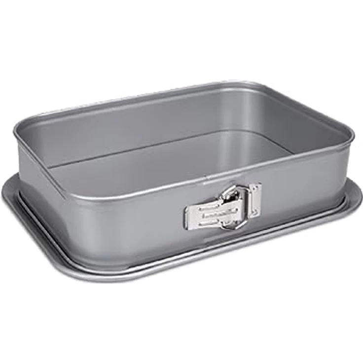 Staedter we love baking silberne rechteckige Springform 33 x 23 cm - Höhe 7 cm - aus Metall mit Antihaftbeschichtung - Füllmenge 4700 ml, Silber – Bild 1