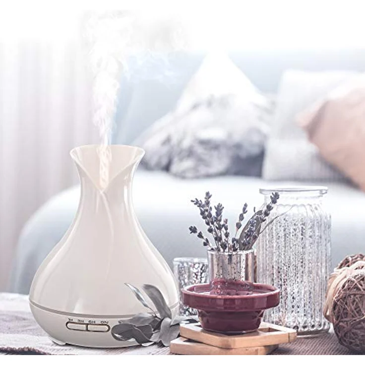 SIXTOL Vulcan Aroma Diffusor, 350ml Ultraschall-Luftbefeuchter in weißem Glanz für Aromatherapie und Luftbefeuchtung, leiser Betrieb unter 35 dB, 4 Betriebsmodi – Bild 2