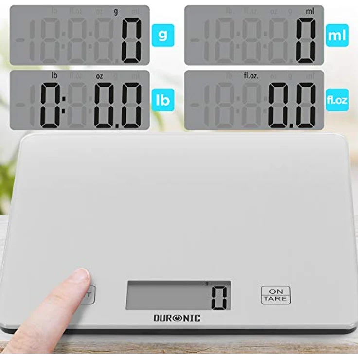 Duronic KS1080 Küchenwaage, 5 kg digitale Feinwaage mit 1 g Genauigkeit, silber, mit Tara-Funktion und LCD Display – Bild 4