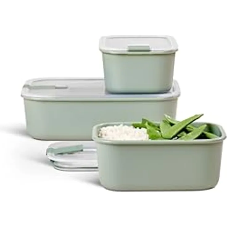 Mepal Frischhaltedosen Set 3-teilig EasyClip – Luftdicht & auslaufsicher – Geeignet für Mikrowelle, Dampfgarer, Kühl- und Gefrierschrank – 2 x 700 ml + 1500 ml – Nordic sage