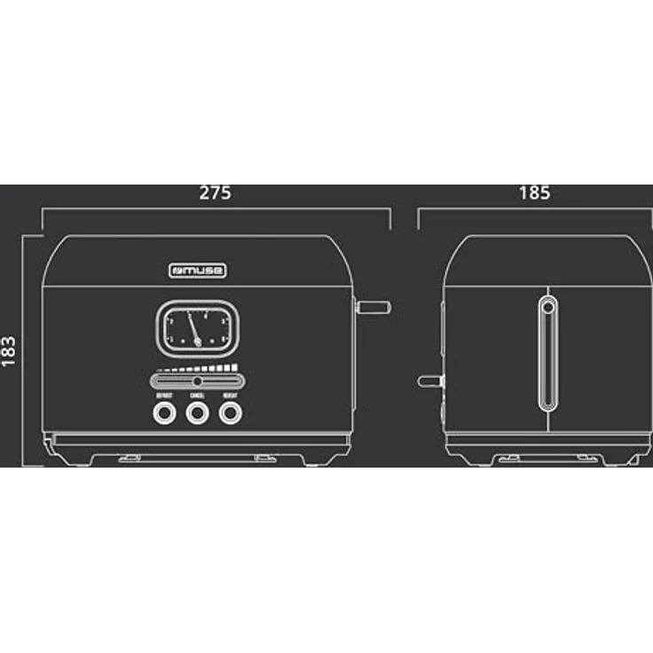 Muse Retro Toaster, 2 Schlitze, 6 Bräunungsstufen, analoge Anzeige, beleuchtete Tasten, Krümelschublade, pastell grün – Bild 5
