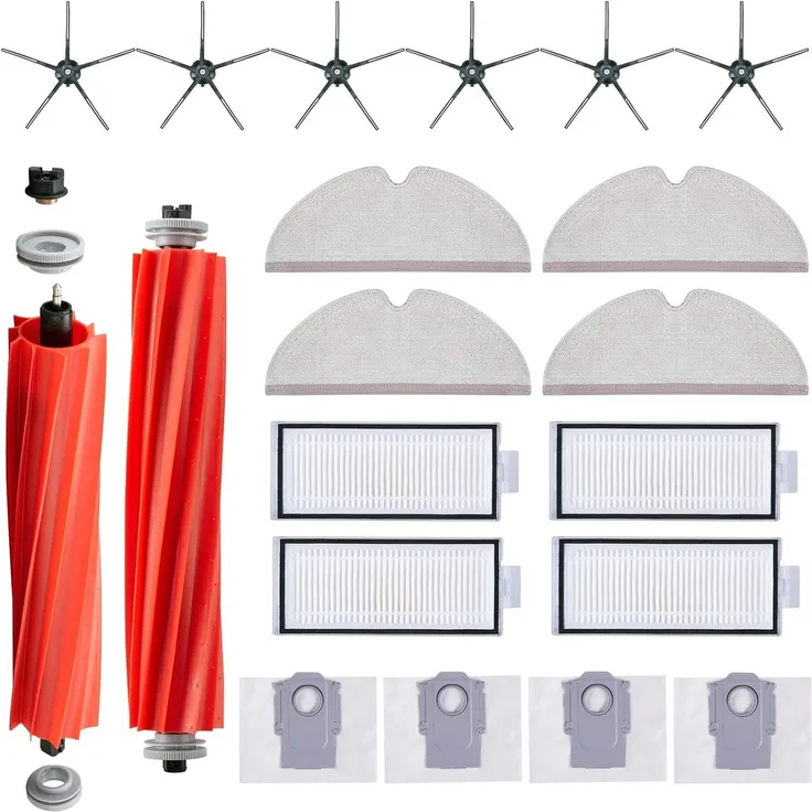 MSM Saugroboter Zubehör-Set für Roborock Q7/Q7+/Q7 Max/Q7 Max+, inklusive Hauptbürsten, Seitenbürsten, Wischtücher, HEPA-Filter und Staubbeutel