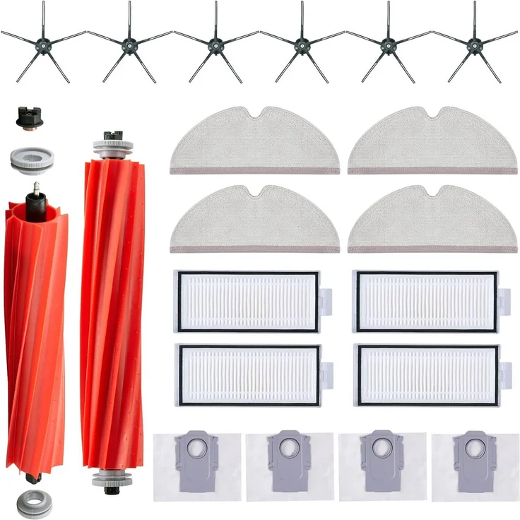 MSM Saugroboter Zubehör-Set für Roborock Q7/Q7+/Q7 Max/Q7 Max+, inklusive Hauptbürsten, Seitenbürsten, Wischtücher, HEPA-Filter und Staubbeutel