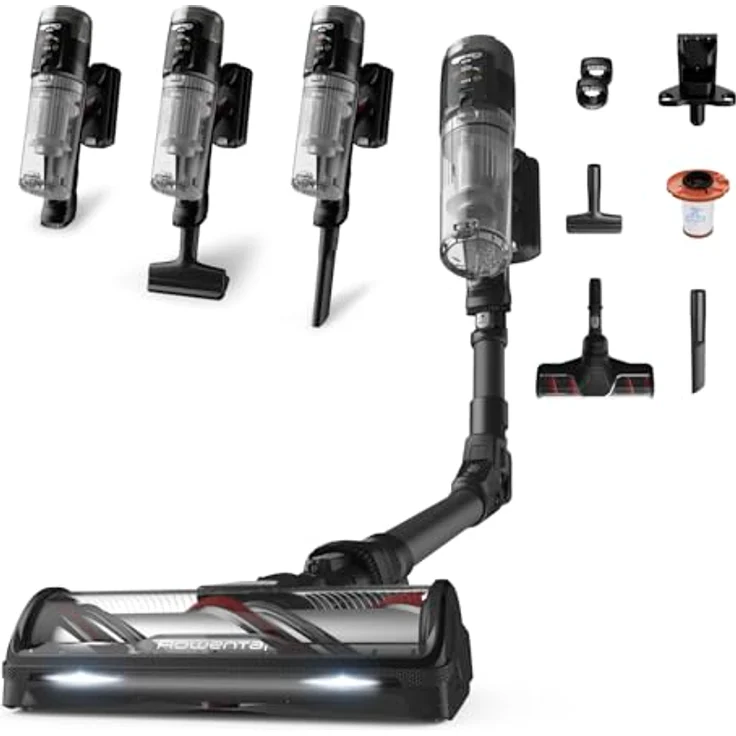 Rowenta X-Force Flex 12.60 Neo, kabelloser Akku-Staubsauger mit 150 Air Watt, 60 Min. Laufzeit, Flex-Rohr und LED-Beleuchtung, Schwarz – Bild 1