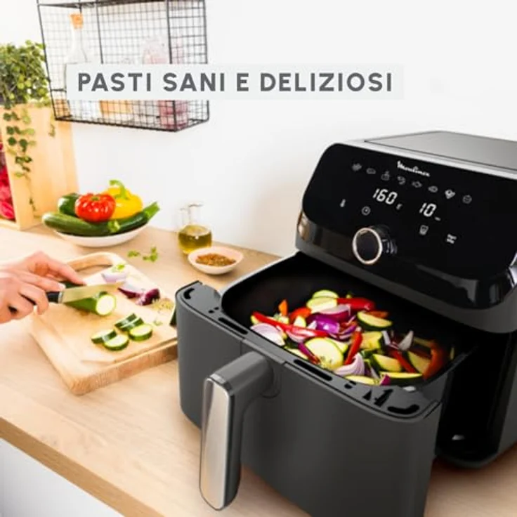 Moulinex Easy Fry Mega EZ855HF0, Heißluftfritteuse mit 7,5L Fassungsvermögen und 2020W Leistung, Holzkohle Grau – Bild 2