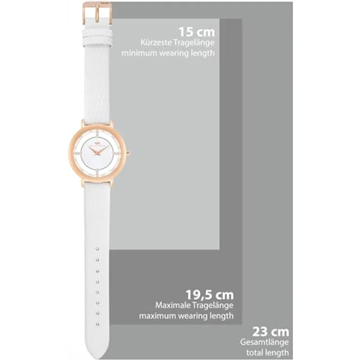 Rhodenwald & Söhne Damen Uhr 10010424, analoges Japan Quarzwerk mit rosévergoldetem Edelstahl-Gehäuse, weißem Echtlederarmband und spritzwassergeschützt – Bild 2