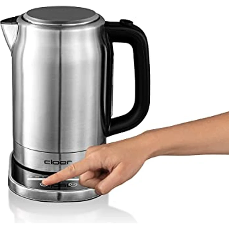Cloer 4459 Touch-Wasserkocher, Basisstation mit Glasoberfläche - LED-Anzeige, 1,7 L, Edelstahl – Bild 2