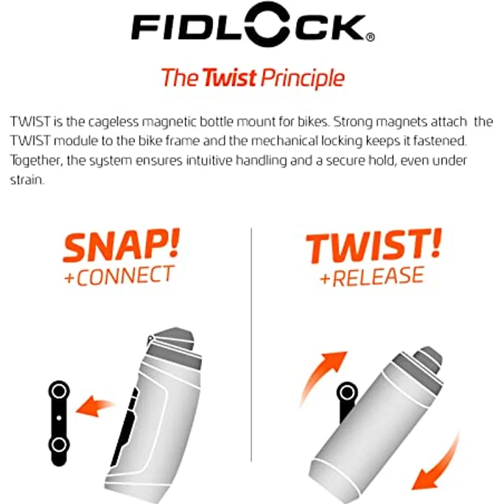 Fidlock Trinkflasche Set Twist 590ml, BPA-freies Polypropylen, ergonomisches Design, mit magnet-mechanischem Haltersystem – Bild 4