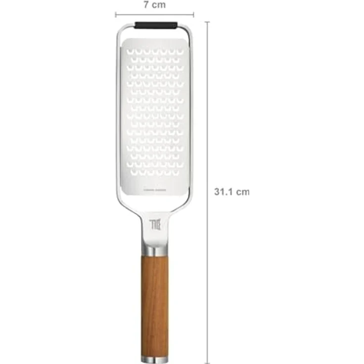 Fiskars Norden Küchenreibe, hochwertige Reibe aus rostfreiem Stahl mit Birkenholzgriff, Silber – Bild 3
