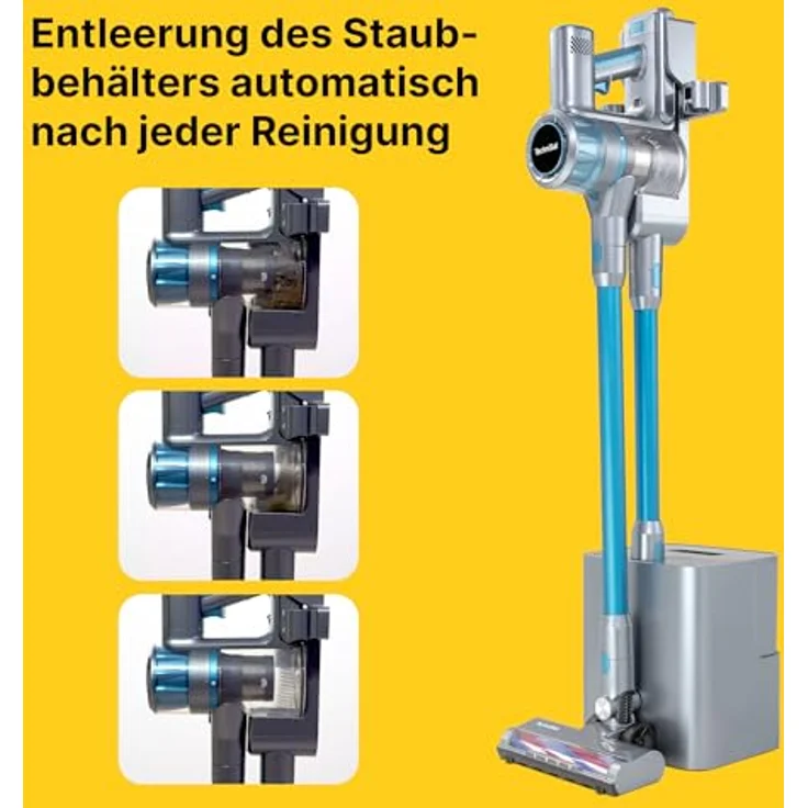 TechniSat TECHNIMAX AS3 Plus, Hand-und Stielstaubsauger mit 450 W, 32.000 Pa Saugkraft, 60 Min Akku, 3L Absaugstation, LC-Display mit LED – Bild 8