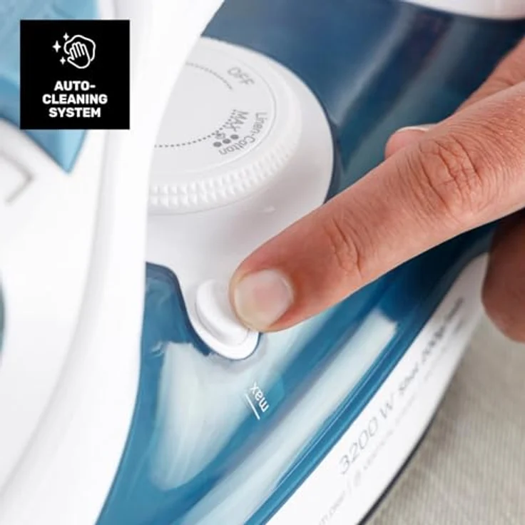 Taurus BALI 3200 X-SLIDE, Bügeleisen mit 3200 W Leistung, Dampfausstoss 200 g/min, Blau und Weiss – Bild 9