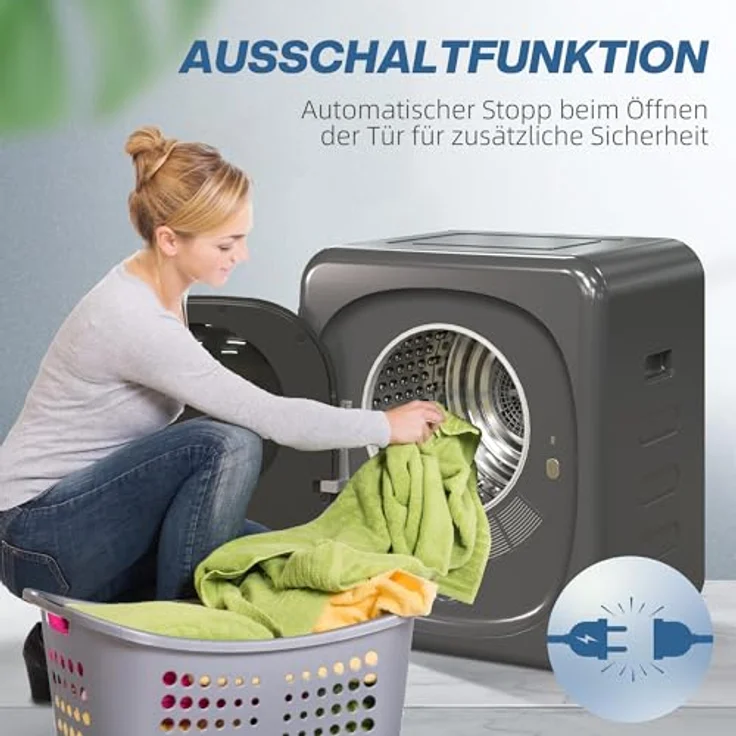 HOMCOM Waschtrockner B61-011V90GY, 4 kg, mit Kindersicherung und Abschaltautomatik, grau – Bild 6