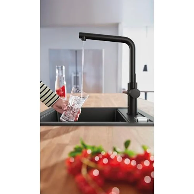 Grohe Blue Home, Wasserfilter, Standard, Schwarz, Hebelgriffe, herausziehbare Spülbrause, Typ L, Keramik, versandkostenfrei – Bild 4