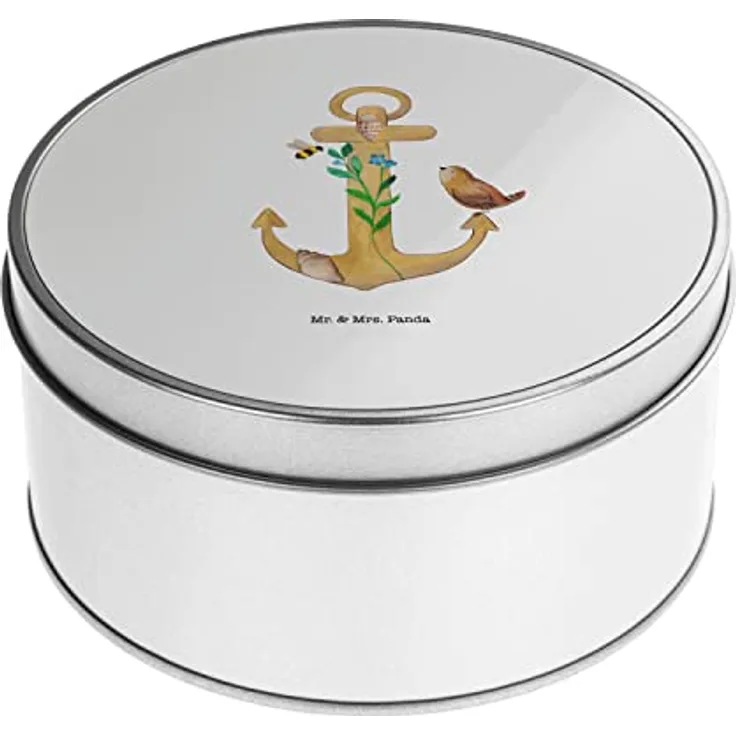 Mr. & Mrs. Panda Blechdose rund Anker Gold - Metallbox für Kekse & Geschenke