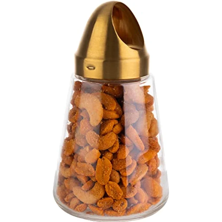 Assheuer + Pott APS 40516 Snackspender NOTOUCH, 350 ml, Glasbehälter mit Edelstahl-Schraubdeckel im Gold-Look – Bild 3