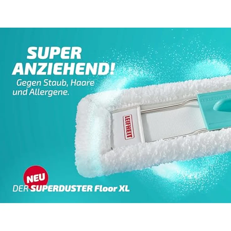 Leifheit SUPERDUSTER Floor XL, 2er Set waschbare Mikrofaser-Staubbezüge für Fliesen, Laminat und Parkett, allergenfrei, wiederverwendbar bis 100 Mal – Bild 3