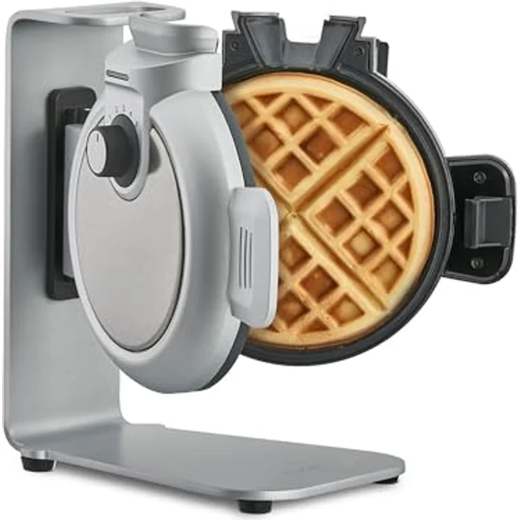 CASO WaffleUp - vertikales Waffeleisen für perfekte Belgische Waffeln, 5 wählbare Bräunungsstufen, 2-fache Antihaftbeschichtung, kein überschüssiger Teig, Edelstahl – Bild 1