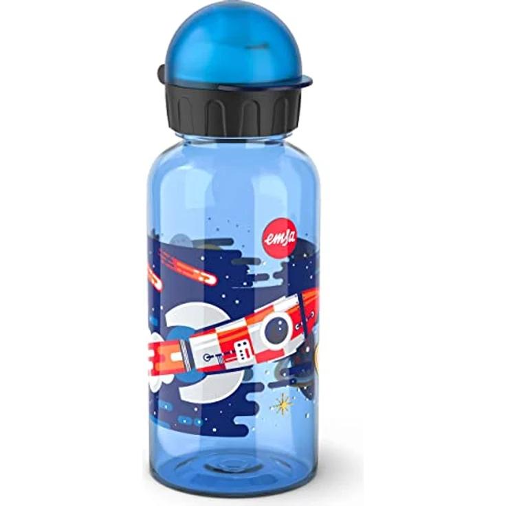 Emsa N30513 Kids Tritan Trinkflasche | Fassungsvermögen: 0,4 Liter | 100% sicher/praktisch/hygienisch/dicht/unbedenklich | cleverer Trinkverschluss | robust | Design: Space - Preisvergleich – Bild 1
