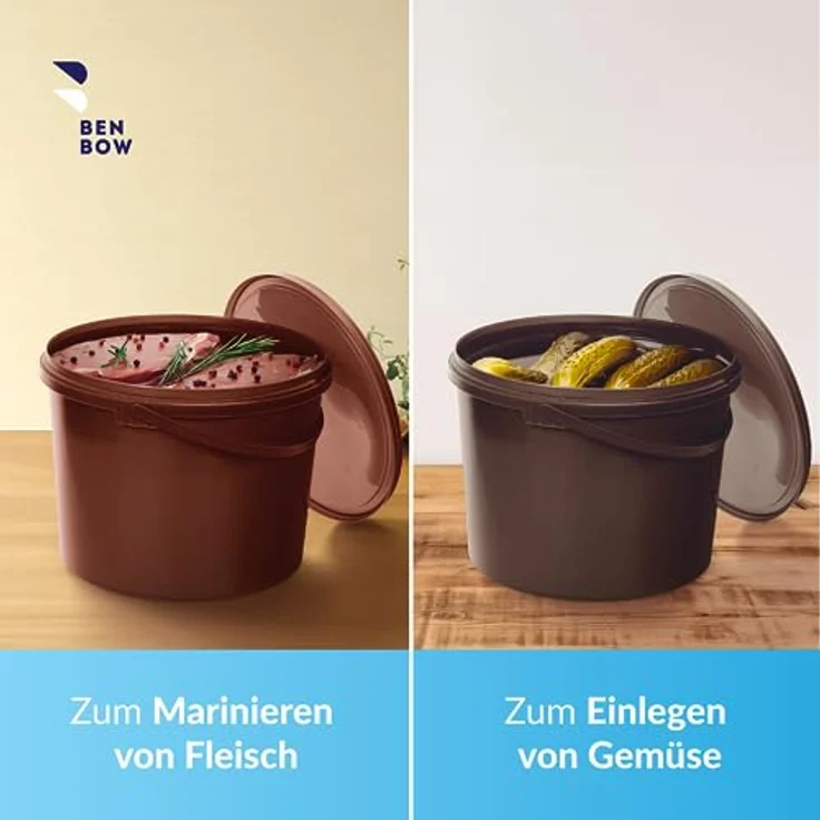 BenBow Eimer mit Deckel 10L, Braun BSR-, Luftdicht, Lebensmittelecht, BRC-, auslaufsicher – Bild 4