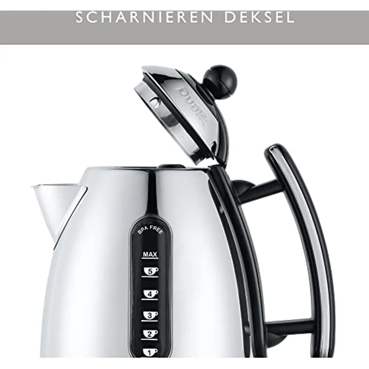 Dualit Wasserkocher Lite - 1,5L Wasserkocher Vintage Schnell Kochender - Wasserkocher Schwarz mit Hochglanz Finish - BPA Frei – Bild 2