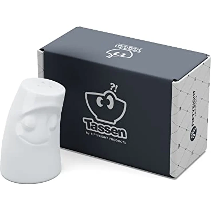 FIFTYEIGHT PRODUCTS Würzschmusie VERSCHMUST, Salzstreuer aus hochwertigem Porzellan, spülmaschinenfest, 7,5 cm hoch, Made in Germany, Geschenkbox – Bild 4