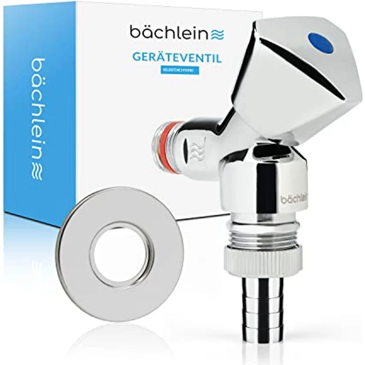 Bächlein Universal Geräteventil selbstdichtend, Maschinen-Anschlussventil mit Rückflussverhinderer, Geräteschrägsitzventil – Bild 1
