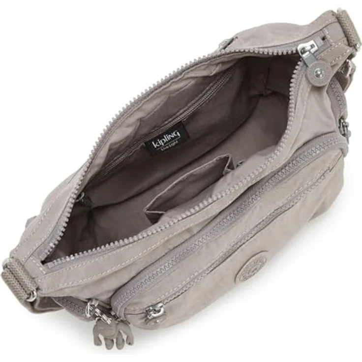 Kipling Basic Gabbie S, Umhängetasche 29 cm, mit großen Hauptfach und Reißverschlusstaschen, grau – Bild 5