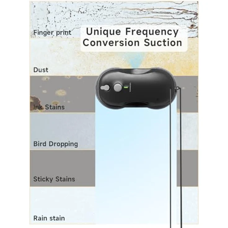 Tosima W3 Fensterputzroboter, automatisches Sprühsystem mit 80ML Wassertank, dreifaches Sicherheitssystem, intelligente Navigation und Fernbedienung, geeignet für alle glatten Oberflächen, inklusive 12 Mikrofasertücher – Bild 3