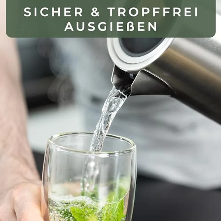 WALDWERK Design Wasserkocher - 3000 Watt - 1,7L - Edelstahl mit Eichenholz Griffen - Rostfreier 304 Edelstahl – Bild 5