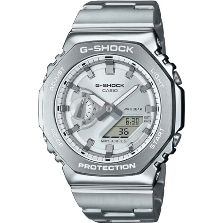 Casio G-Shock GM-2110D-7AER Klassische Herrenuhr mit 24-Stunden-Anzeige, Stoßfestigkeit und Stoppuhr
