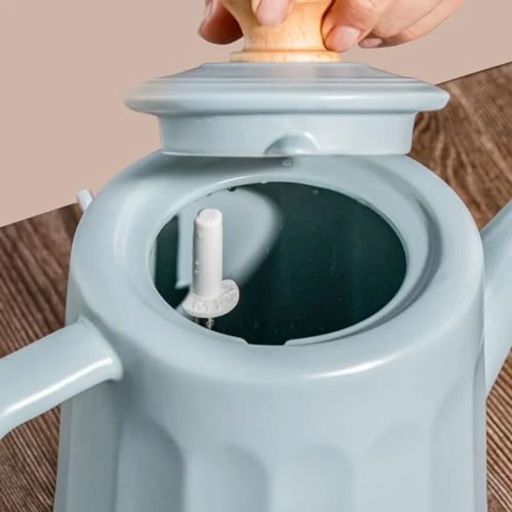 Kvota Elektrischer Wasserkocher aus Keramik, 1,5 Liter, abnehmbarer Deckel, Grau-Blau Modernes Design Harmonie, Teakettle ceramic 1500 W, Decke-Holzgriff, drehbare Basis, Öko-Design – Bild 4