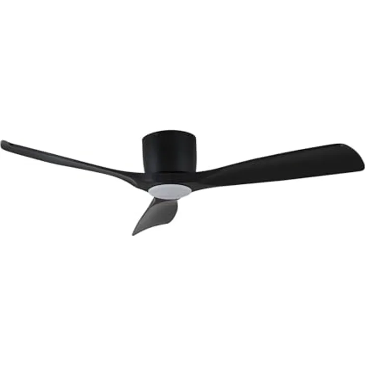 Lucande LED Deckenventilator Moneno, dimmbar, 1-flammig, moderne Leselampe in Schwarz mit Fernbedienung und energiesparender LED-Technologie