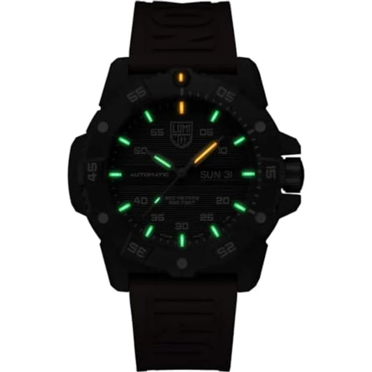 Luminox Master Carbon SEAL Automatic Herrenuhr mit Edelstahl Armband, High-Tech-Karbonverbindung, wasserdicht bis 200m, grün/orange Leuchtröhrchen – Bild 2