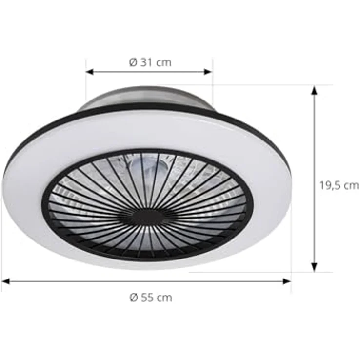 Lindby LED Deckenventilator mit Licht und Fernbedienung leise (Ø 55 cm), 2in1: Ventilator mit Lampe LED dimmbar, 3 Geschwindigkeiten, CCT Farbwechsel, schwarz – Bild 3