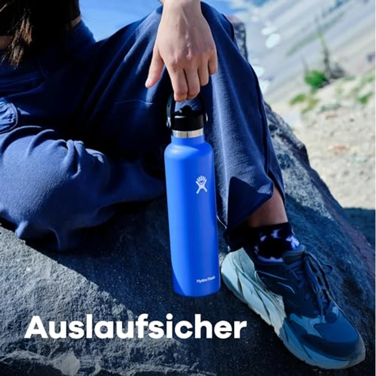Hydro Flask Standard Mouth Trinkflasche 621ml (21 oz) mit Strohdeckel - Edelstahl, Vakuumisoliert, Auslaufsicher - Heiß & Kalt - Agave – Bild 3