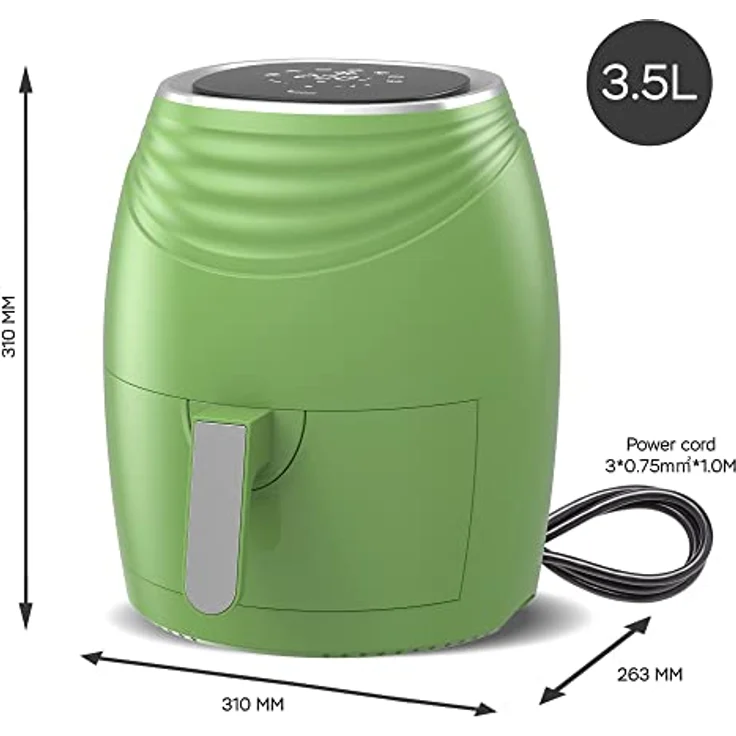 TurboTronic by Z-Line Heißluftfritteuse 3,5 Liter, 7 Programme, Fettfrei ohne Öl, Retro digital Airfryer AF11D, 1200W, Blau – Bild 3